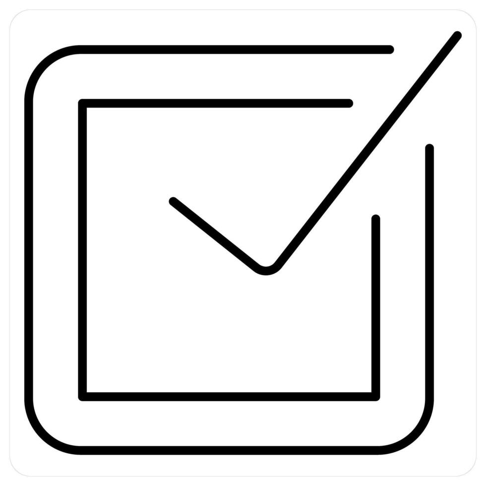 Tick icon concept in black line color vector