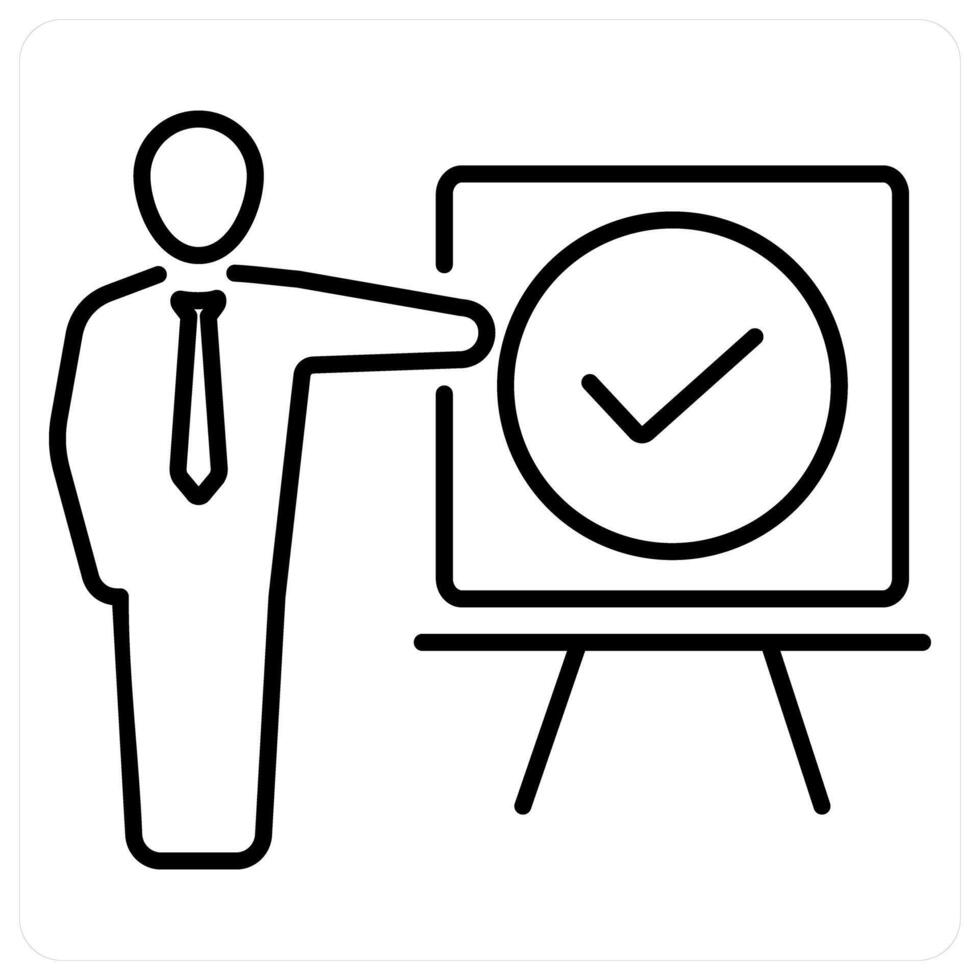 Correct icon concept in black line color vector