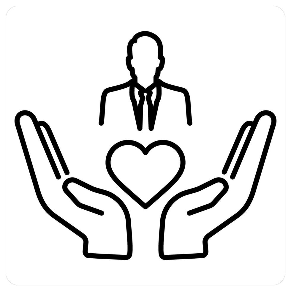 Caring and care icon in black line color vector