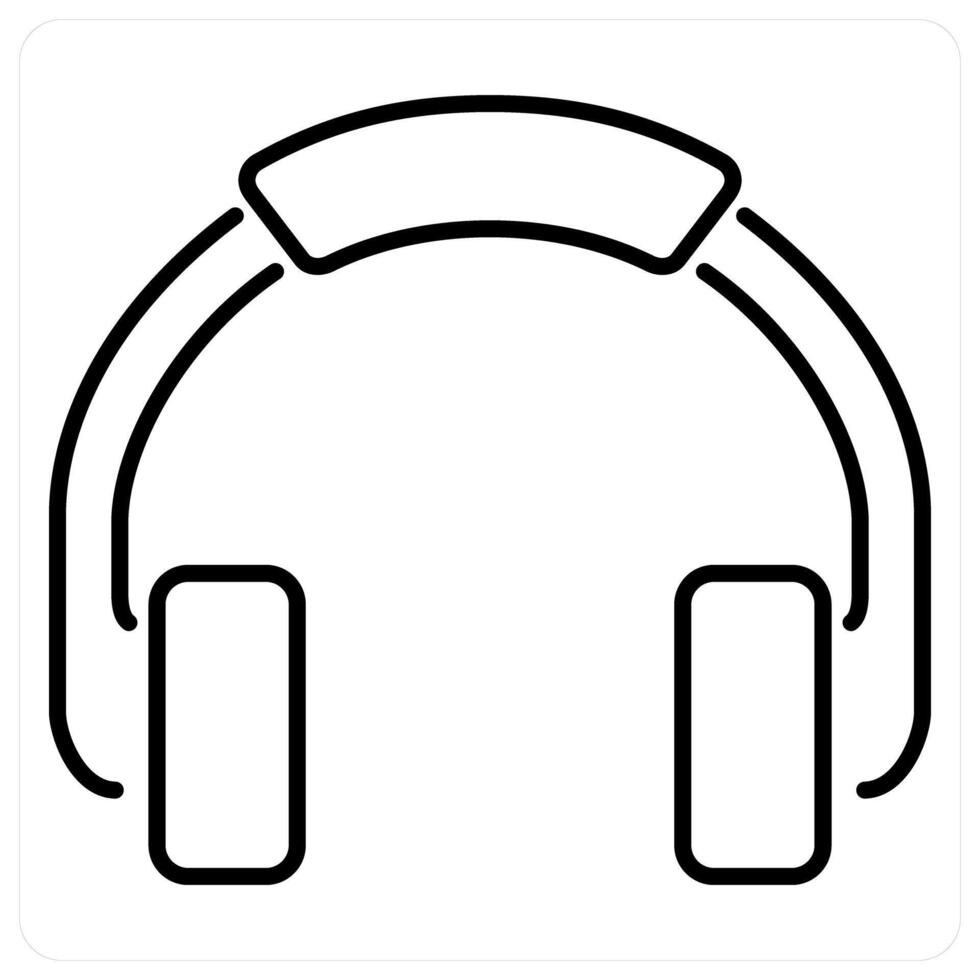 Headphones icon concept in black line color vector