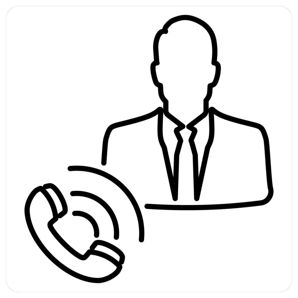 Contact and phone icon concept in black line color vector