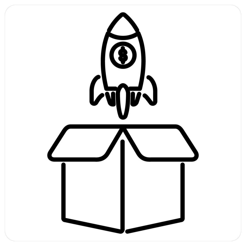 Launch icon concept in black line color vector