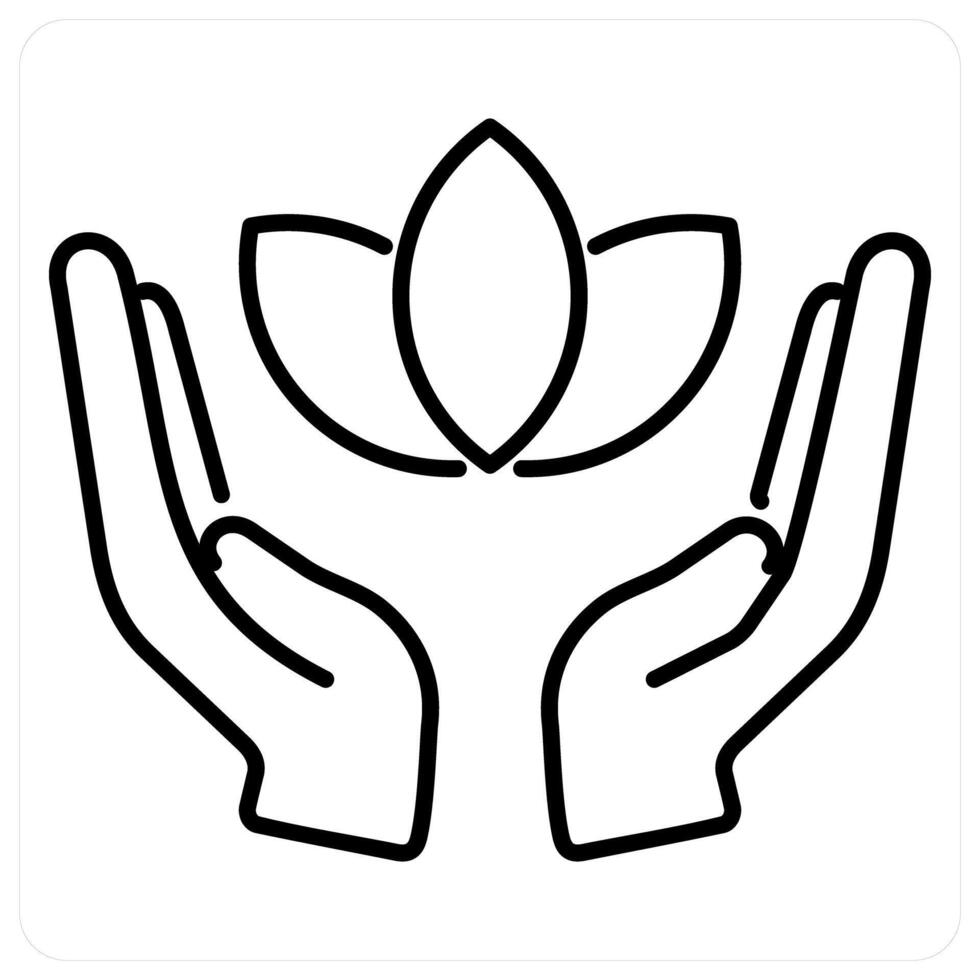 Meditation icon concept in black line color vector