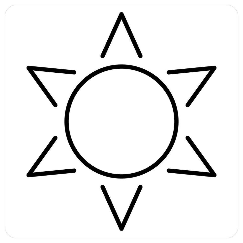 Sun icon in black line color vector