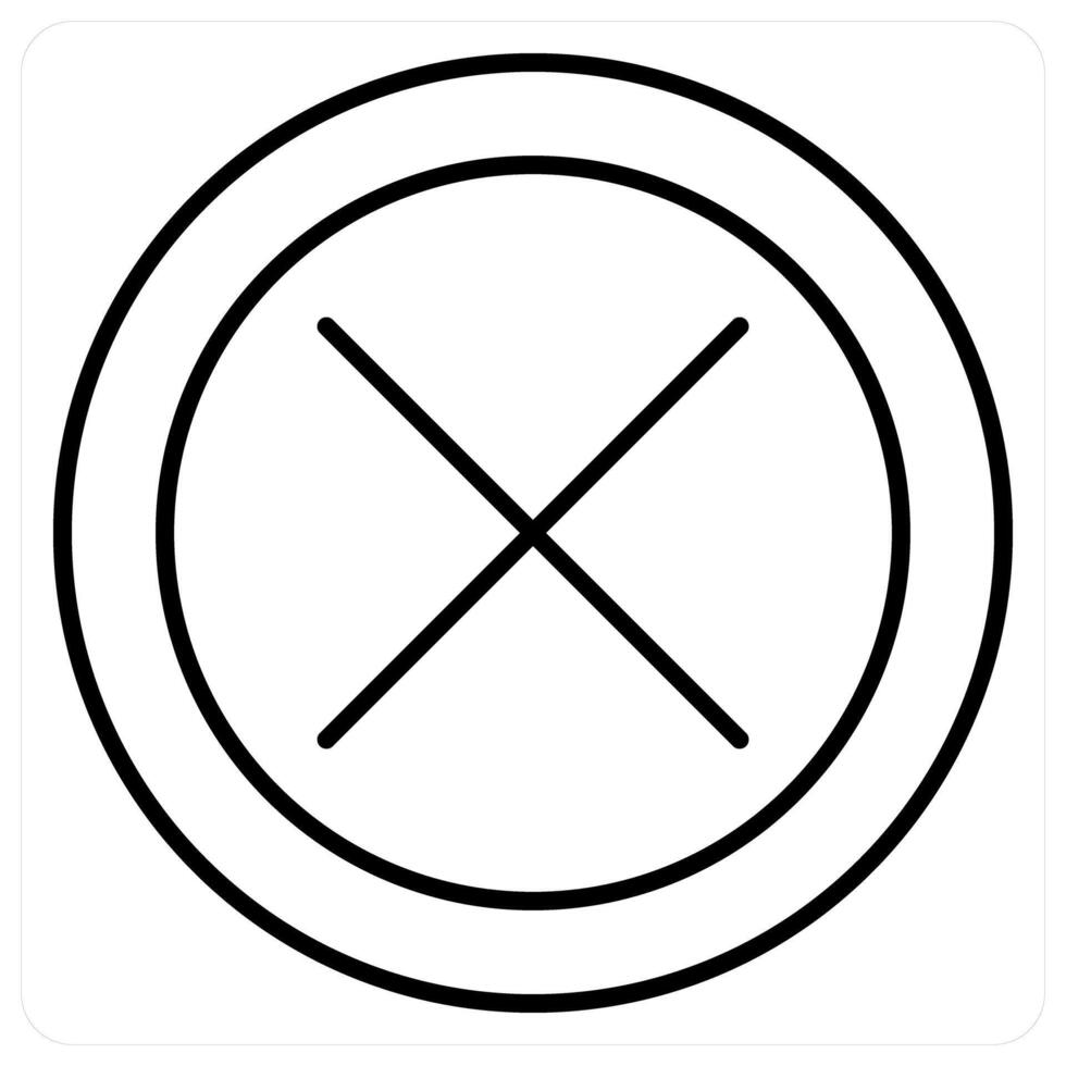 Cross icon concept in black line color vector