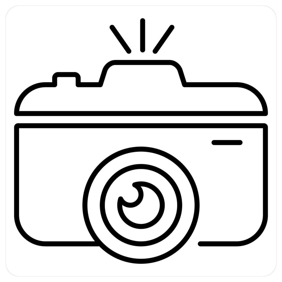Camera and photo concept in black line color vector