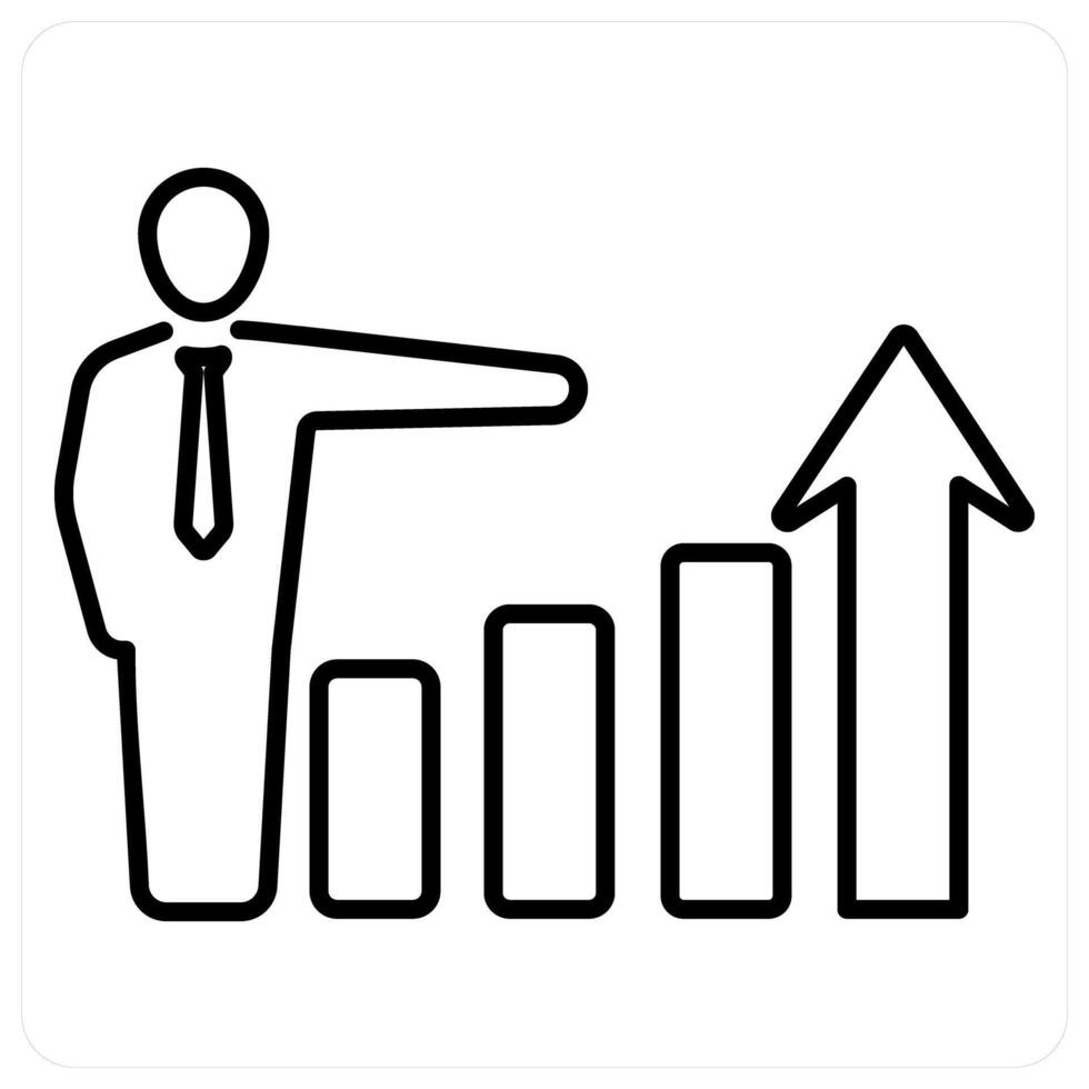 Business Growth icon concept in black line color vector