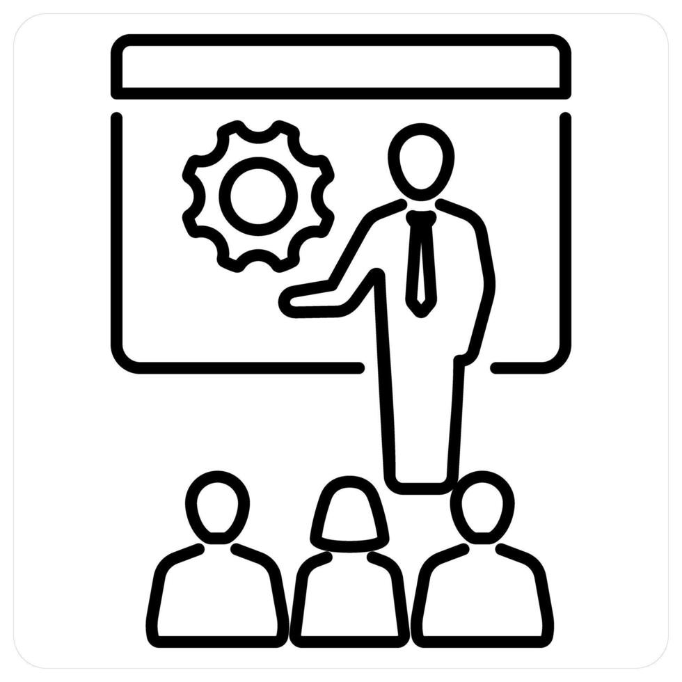 Presentation and meeting concept in black line color vector