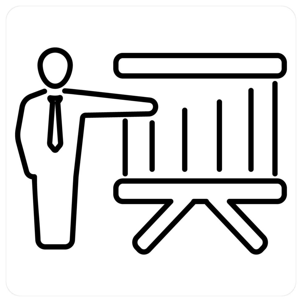Board presentation icon concept in black line color vector