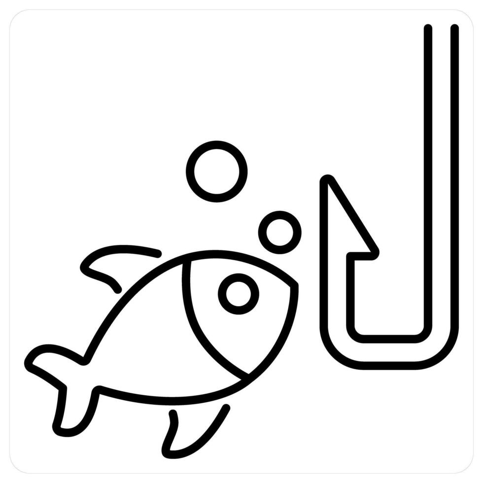 Fishing concept in black line color vector