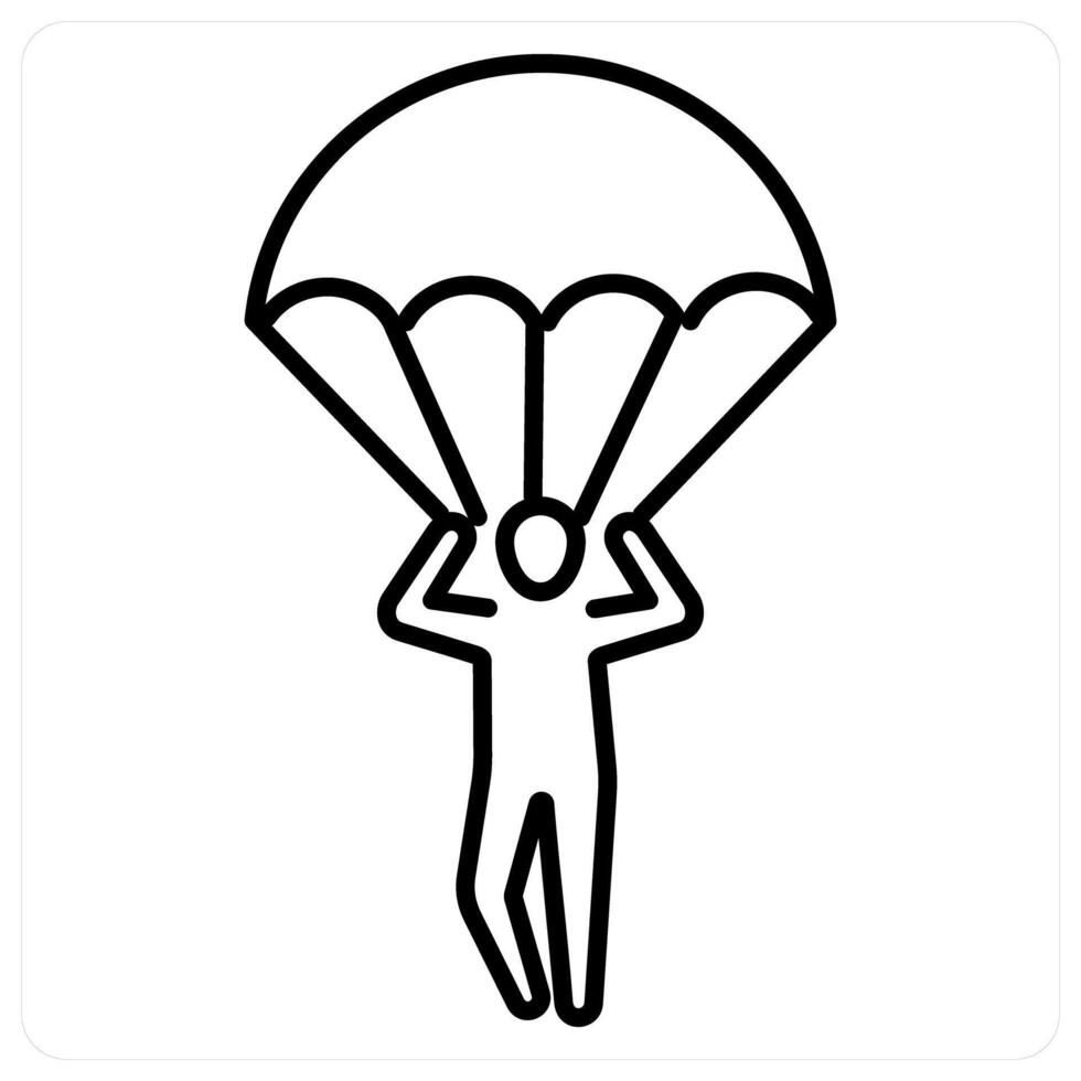 Paragliding icon concept in black line color vector