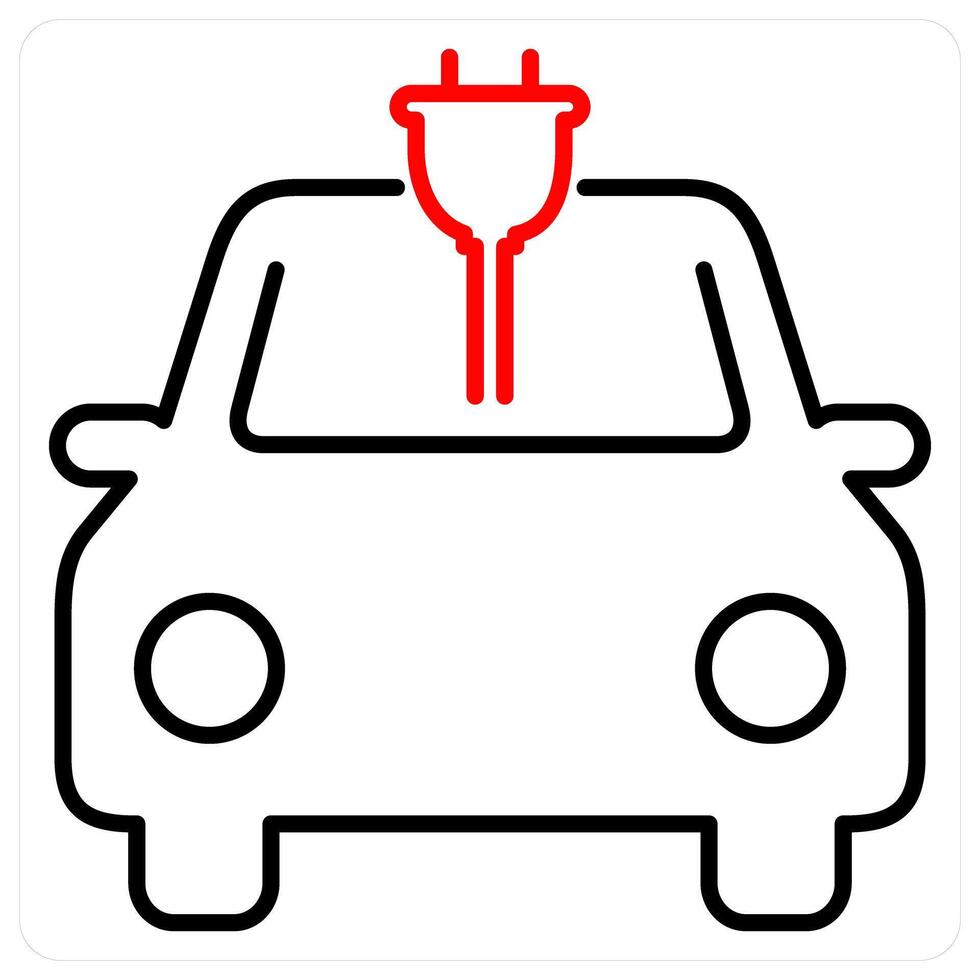 Electric Car concept in red bold line color vector