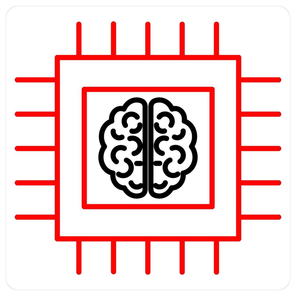 Artificial intelligence concept in red bold line color vector