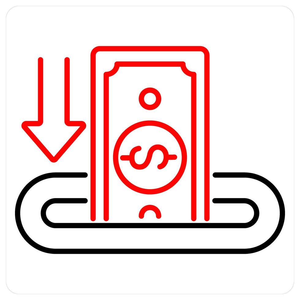 Deposit icon concept in red bold line color vector