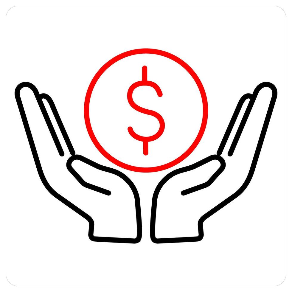 Save Money icon concept in red bold line color vector