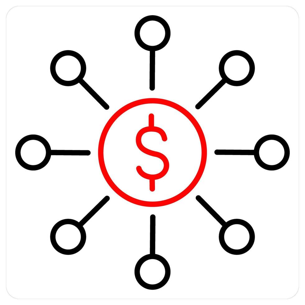 Money Management icon concept in red bold line color vector