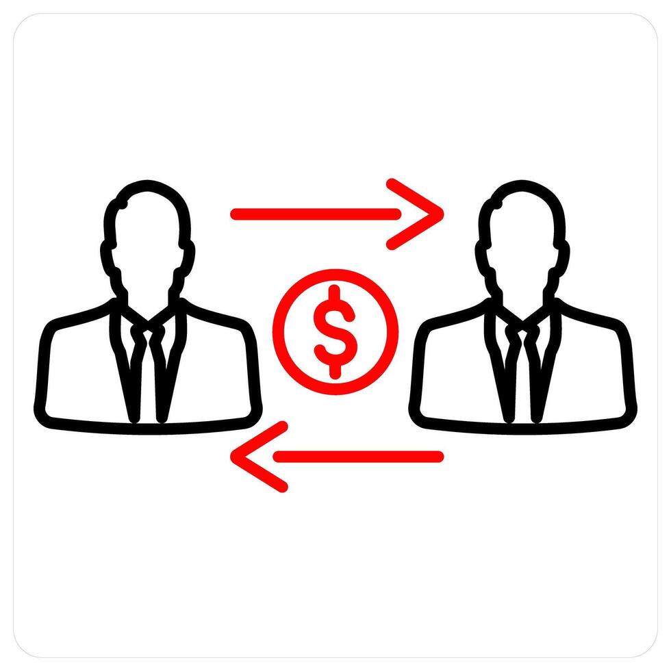 Money Transacation icon concept in red bold line color vector