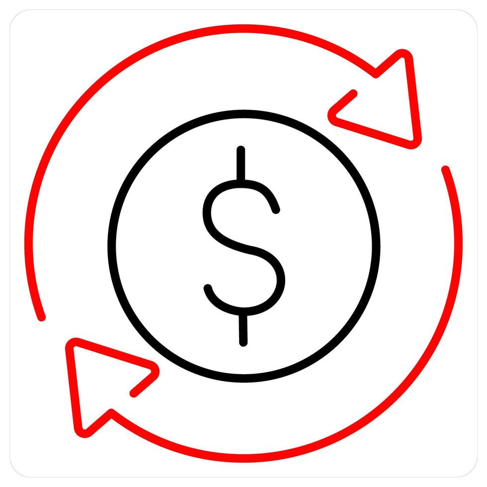 Money Flow icon concept in red bold line color vector