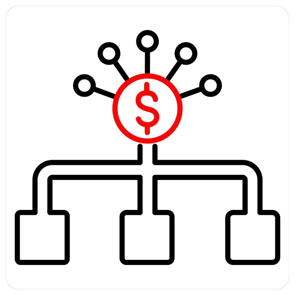 Budget icon concept in red bold line color vector