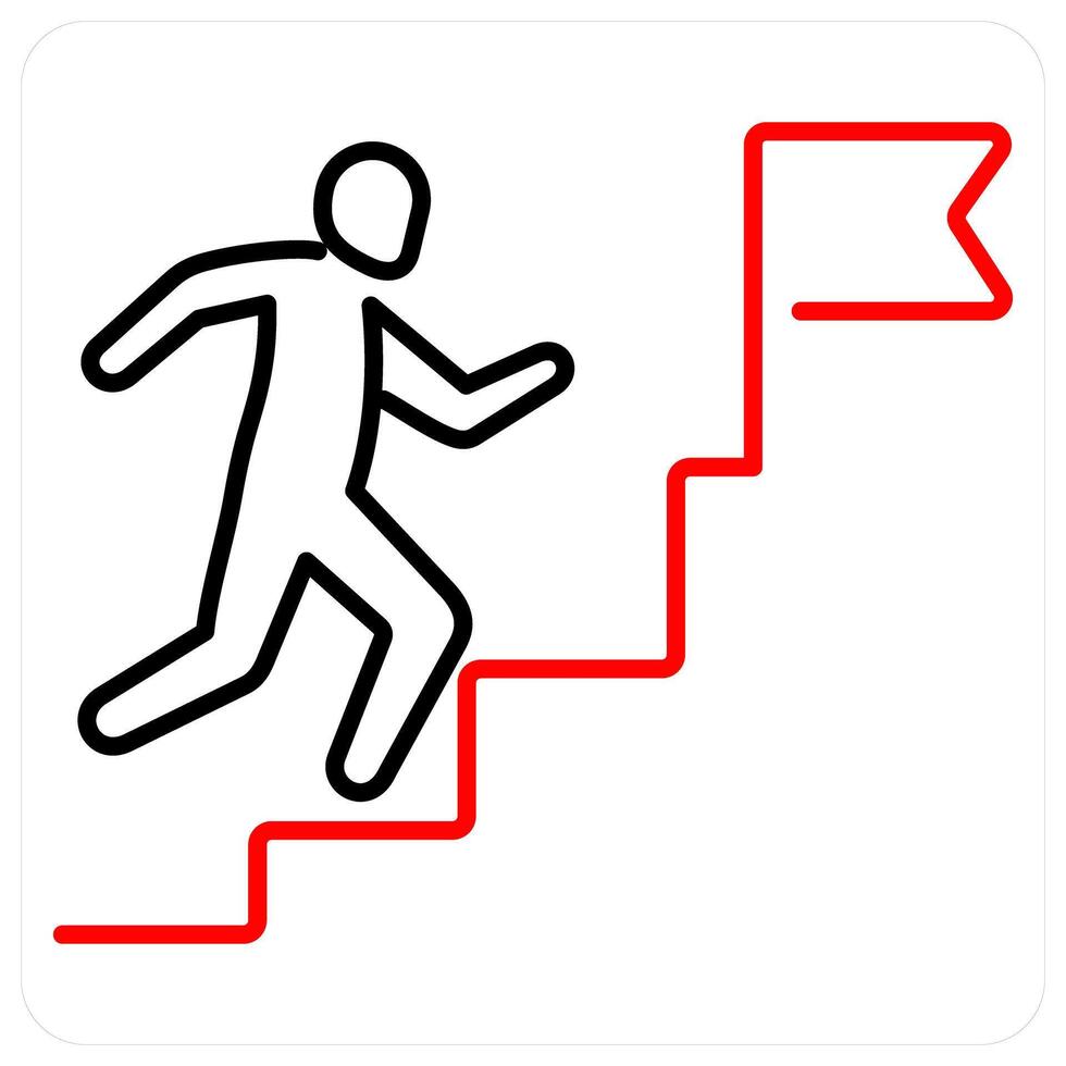 Steps icon concept in red bold line color vector