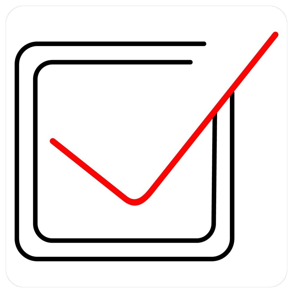 Check icon concept in red bold line color vector