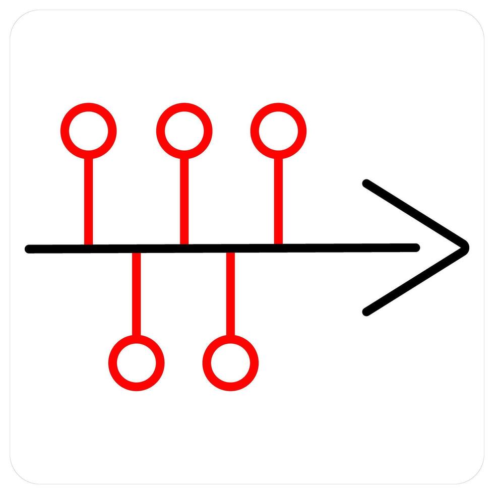 Timeline icon concept in red bold line color vector