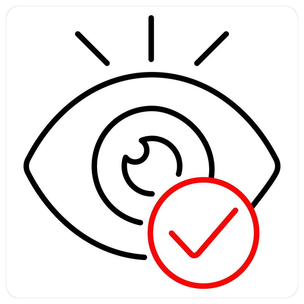 Maintain eye contact icon concept in red bold line color vector