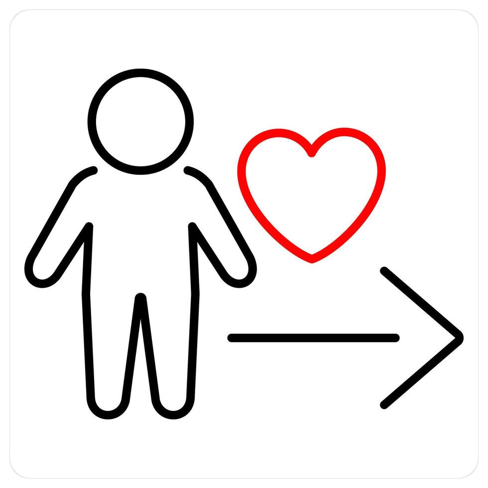 Show Empathy icon concept in red bold line color vector