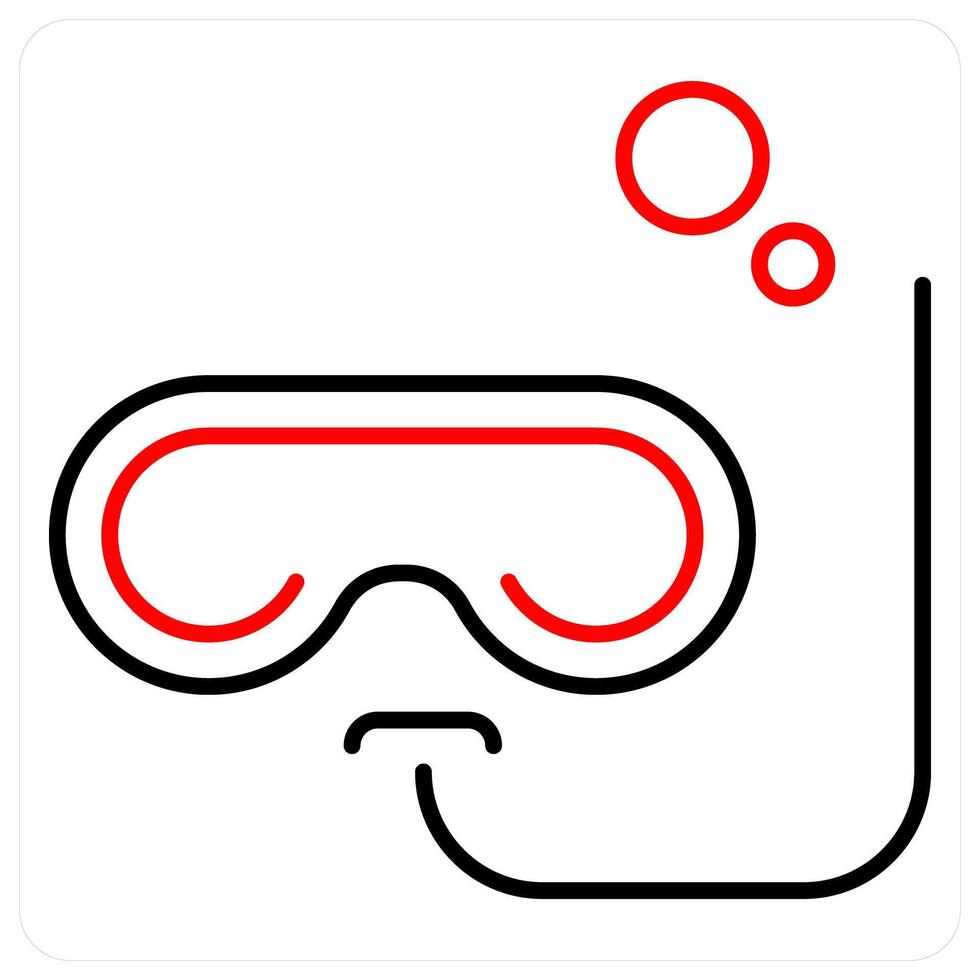 Snorkeling icon concept in red bold line color vector
