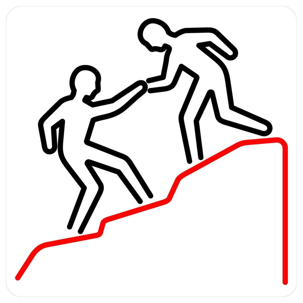 Mountain Climbing icon concept in red bold line color vector