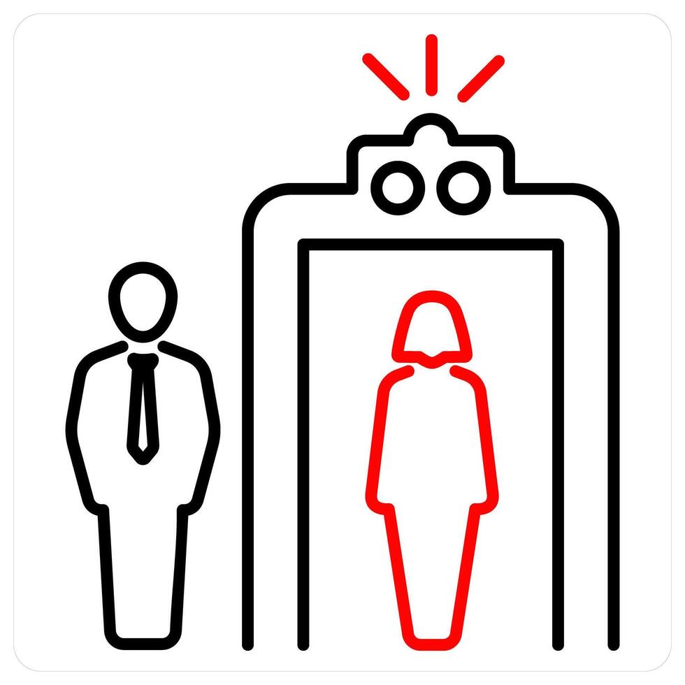 Security Checking icon concept in red bold line color vector