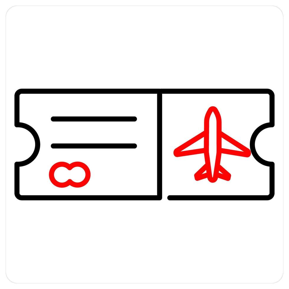 Boarding Pass icon concept in red bold line color vector
