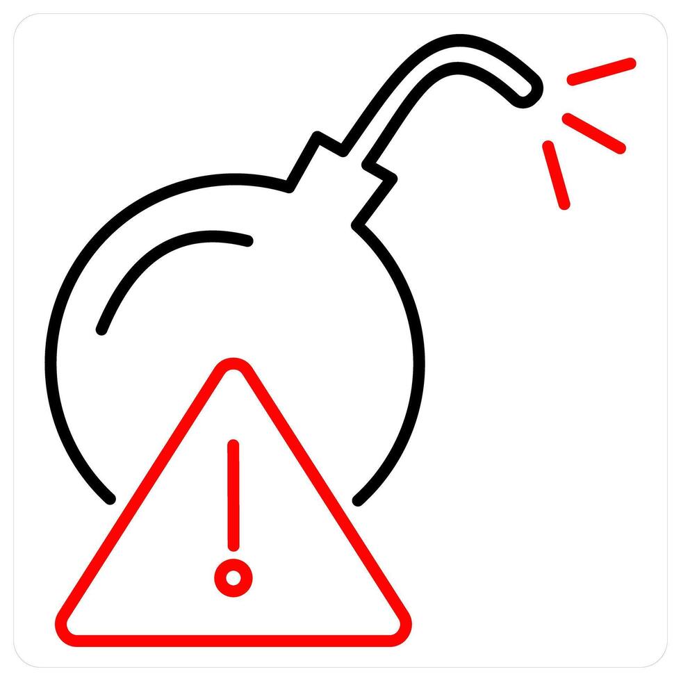 Bomb Threat icon concept in red bold line color vector