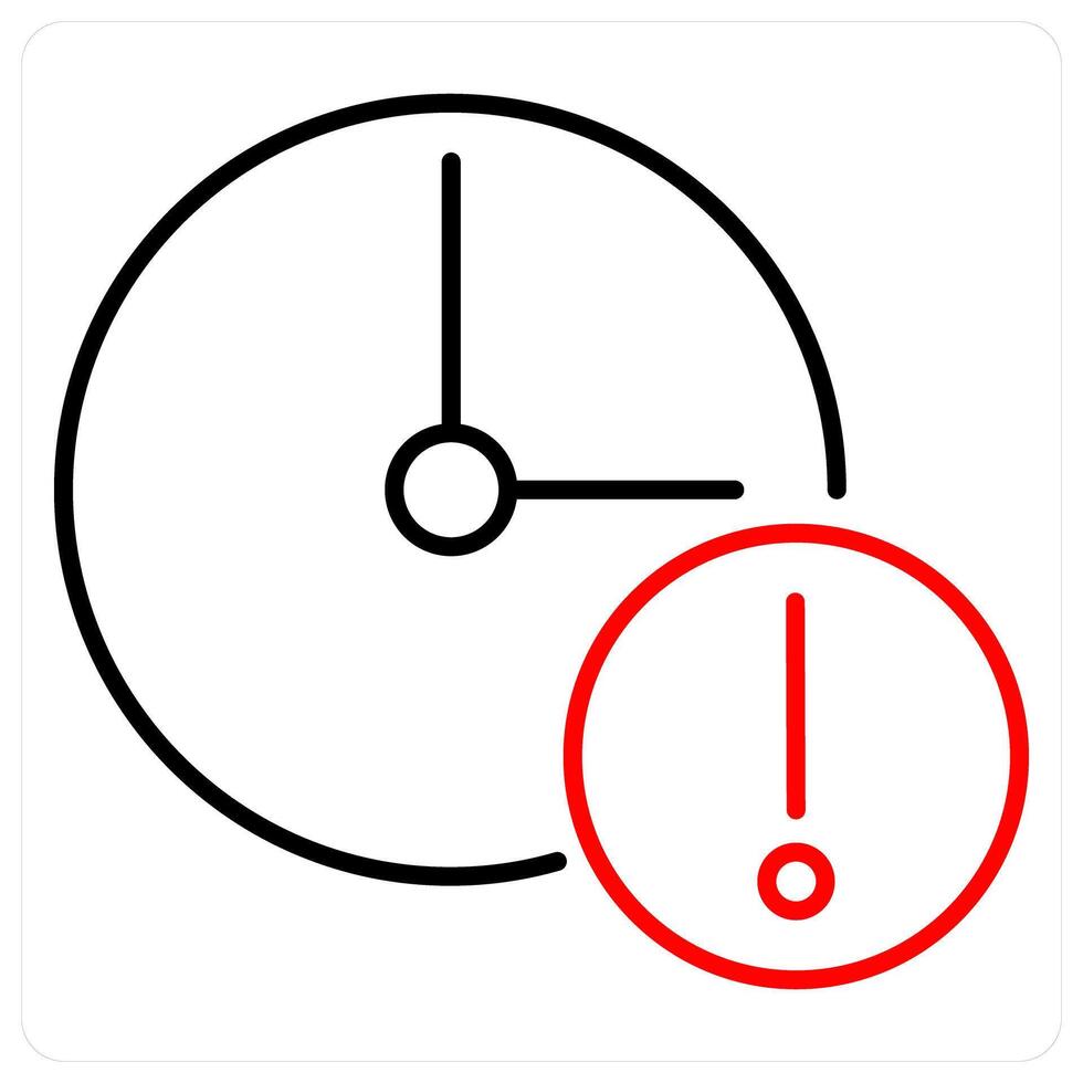 Delay icon concept in red bold line color vector