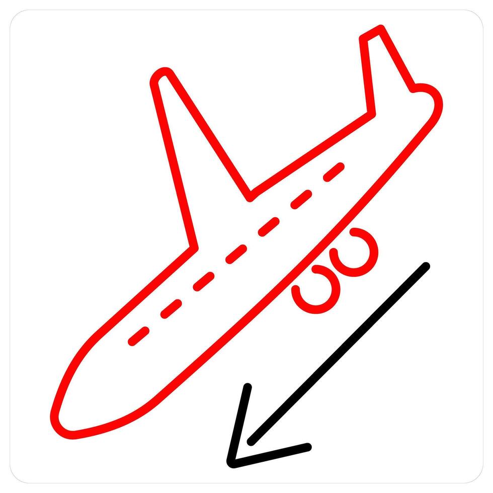 Landing icon concept in red bold line color vector