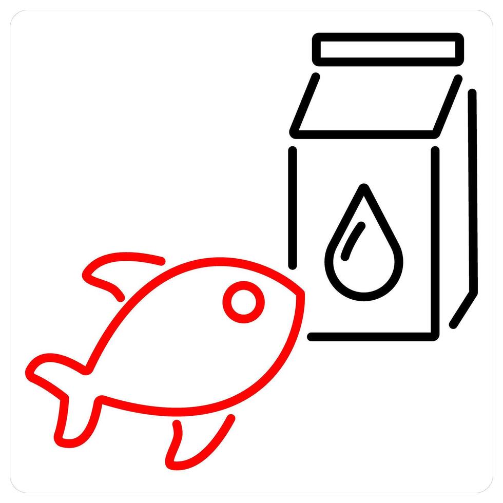 Fish Food icon concept in red bold line color vector