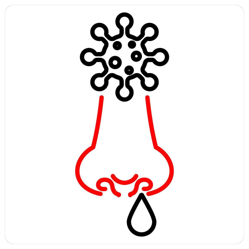 Runny Nose icon concept in red bold line color vector
