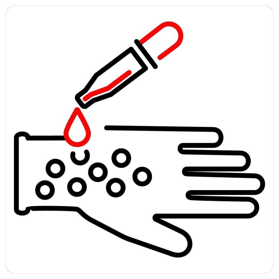 Allergy Test icon concept in red bold line color vector