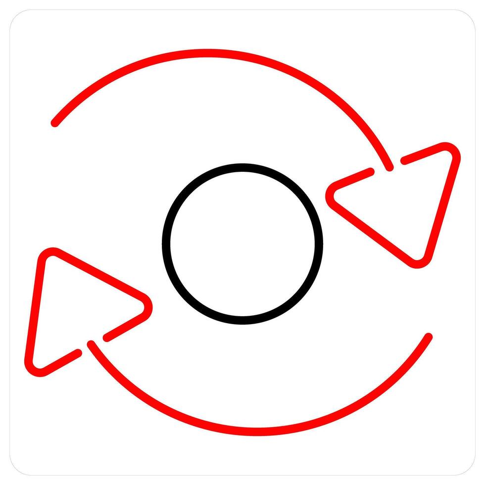 Rotate icon concept in red bold line color vector