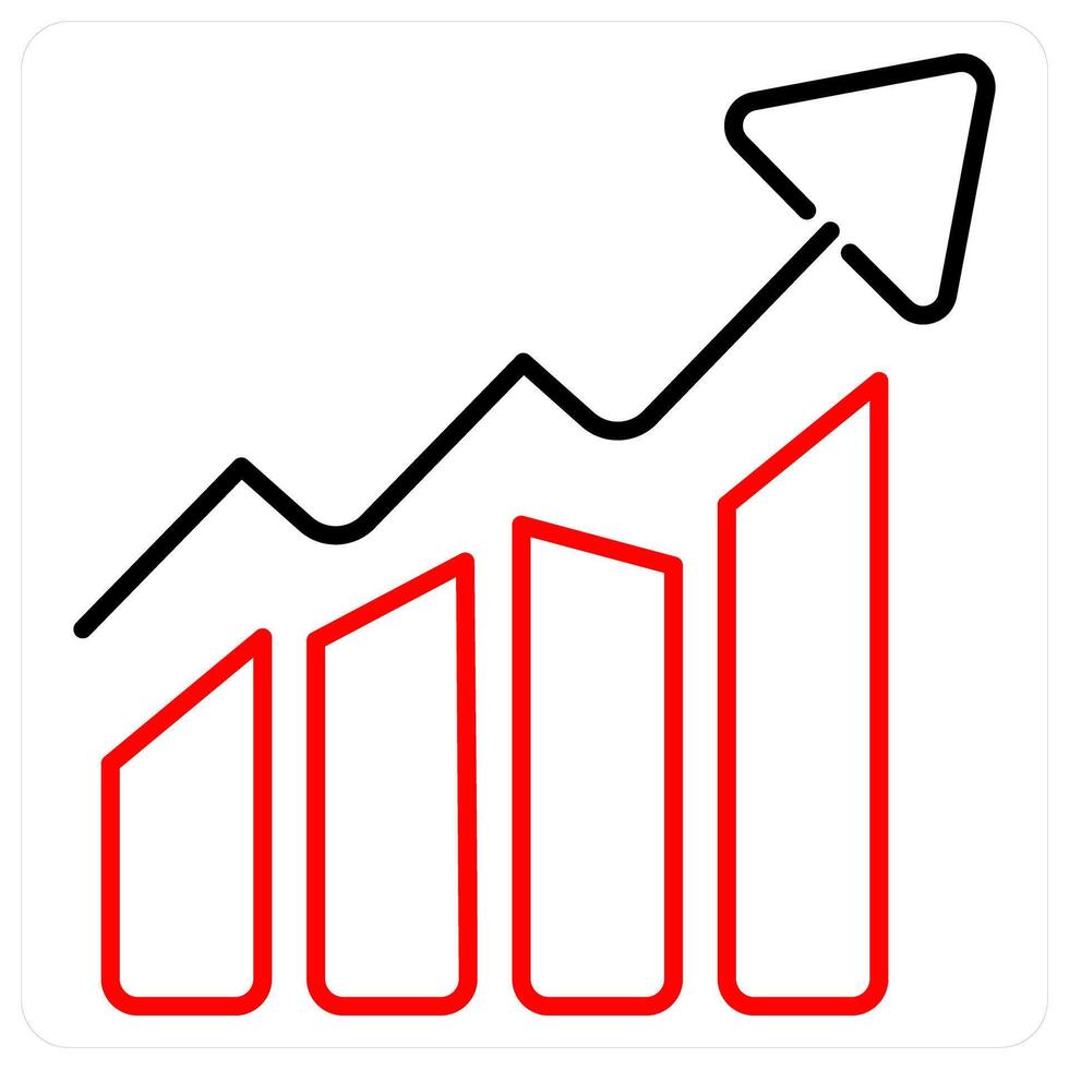 Increase icon concept in red bold line color vector