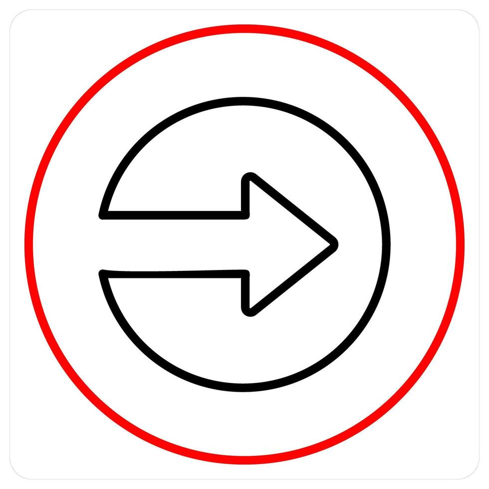 Right icon concept in red bold line color vector