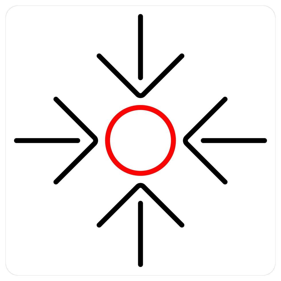 Center icon concept in red bold line color vector
