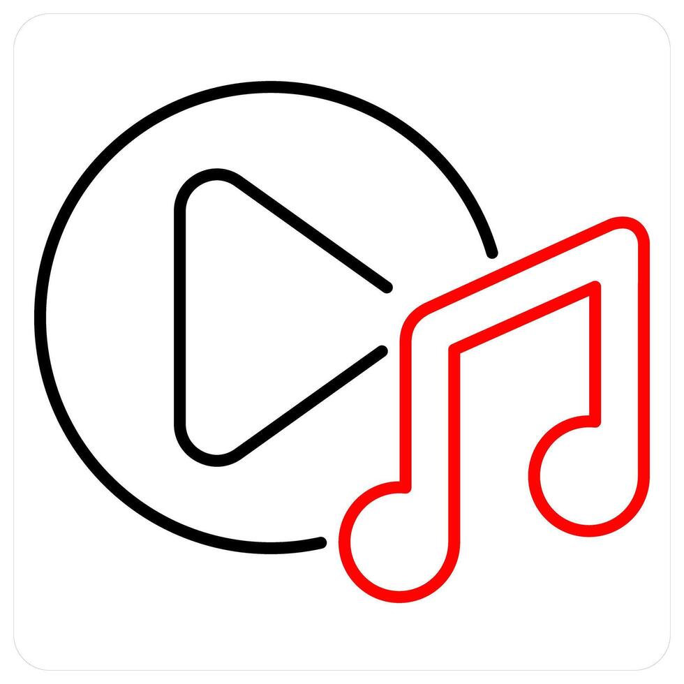 Music icon concept in red bold line color vector