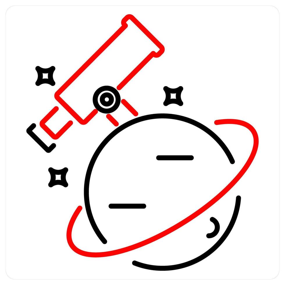 Astronomy icon concept in red bold line color vector