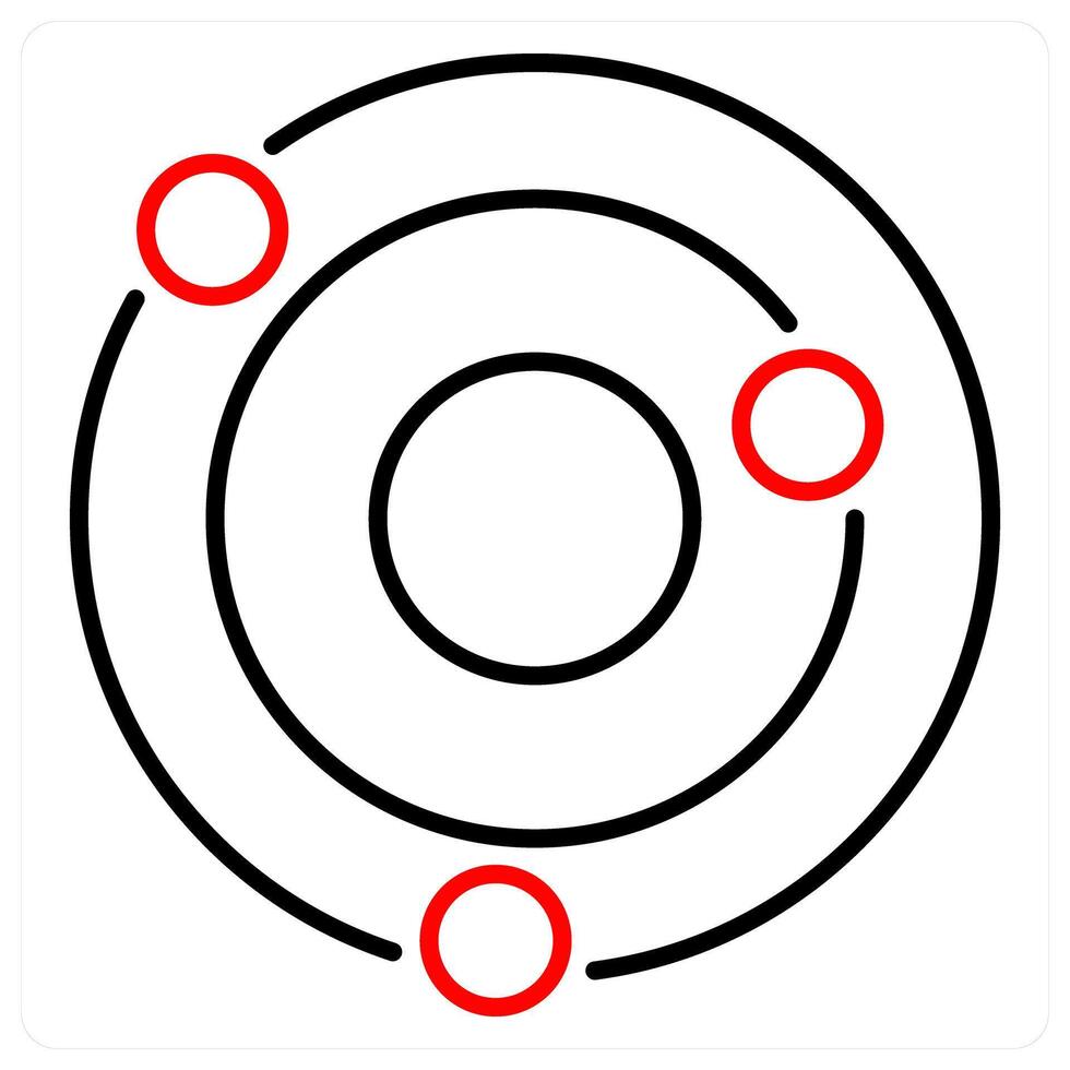 Solar System icon concept in red bold line color vector