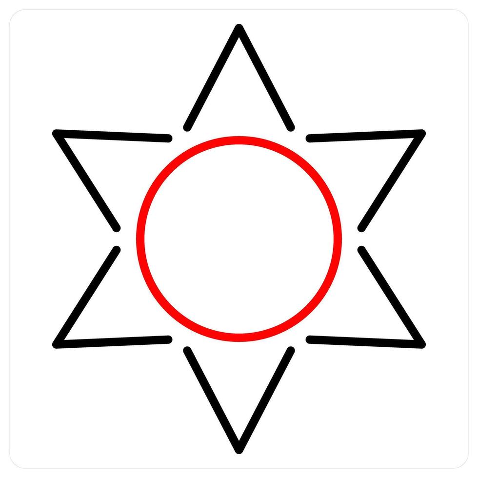 Sun icon concept in red bold line color vector