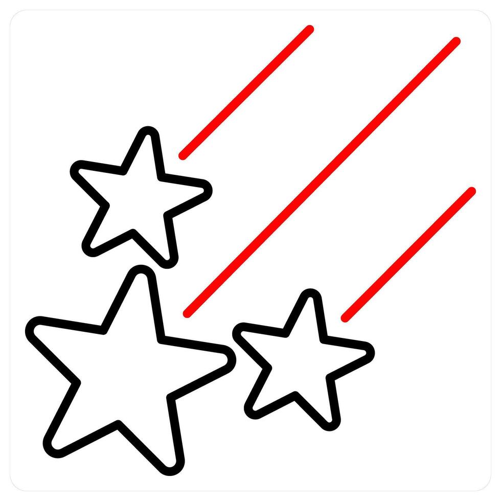 Shooting Stars icon concept in red bold line color vector