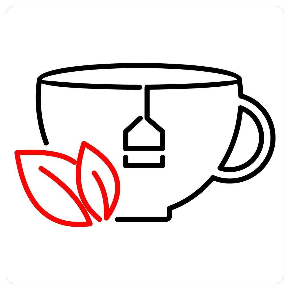 Tea icon concept in red bold line color vector
