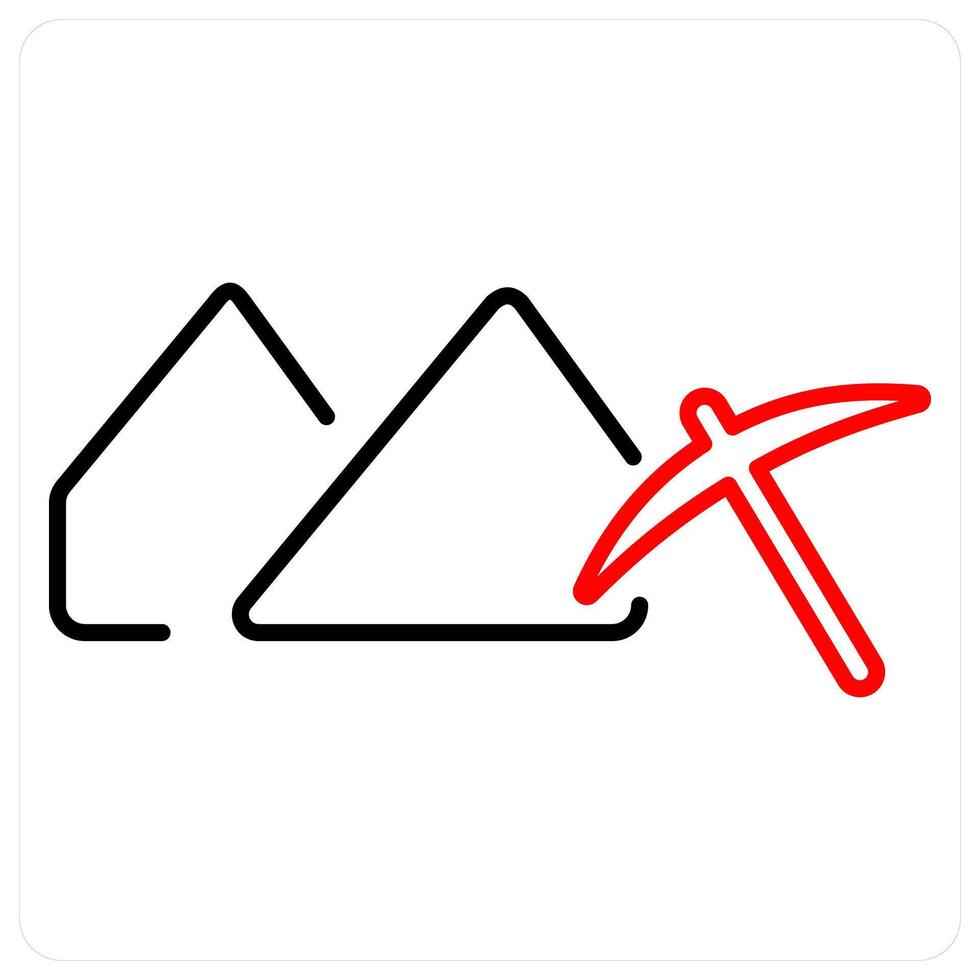 Mining icon concept in red bold line color vector