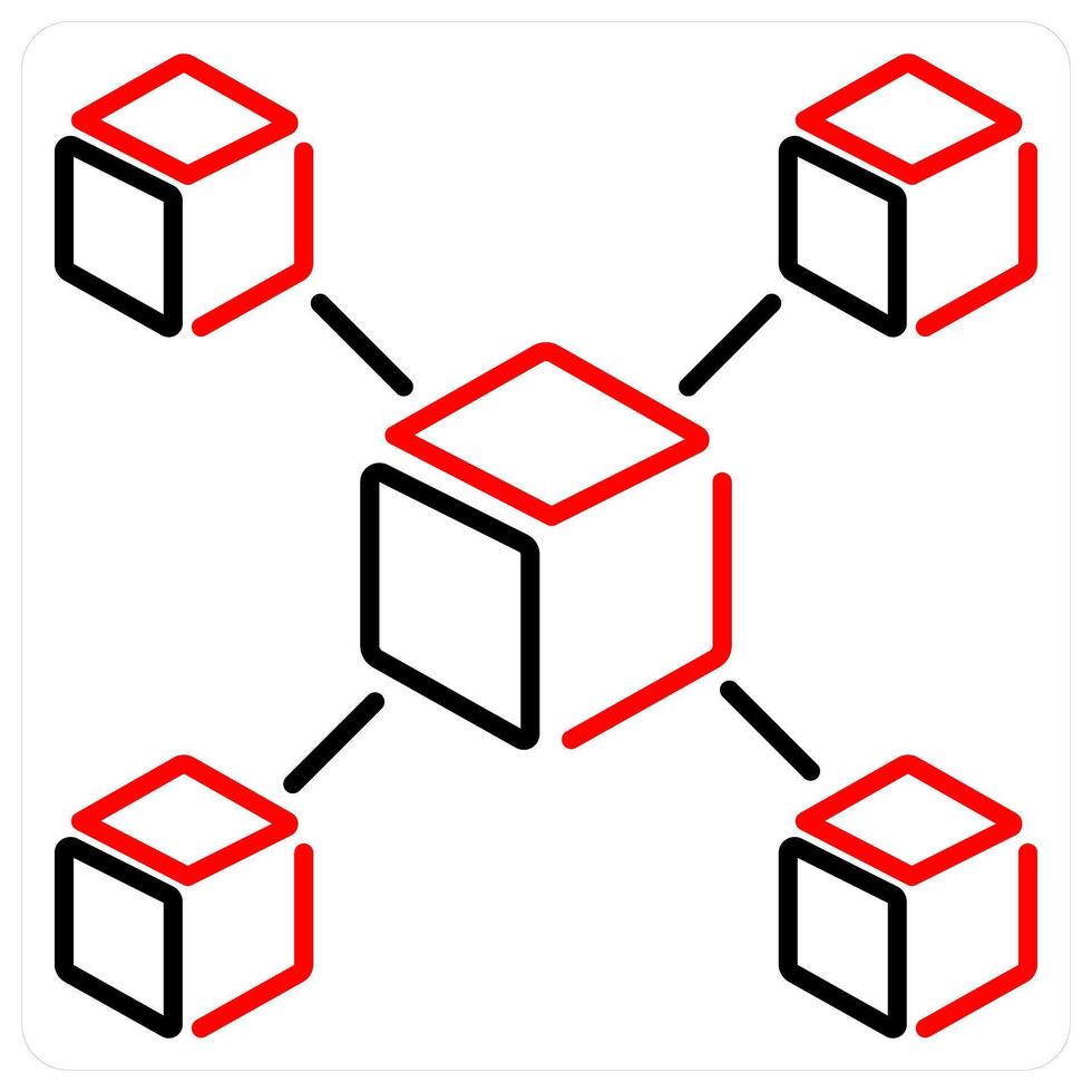 Node icon concept in red bold line color vector